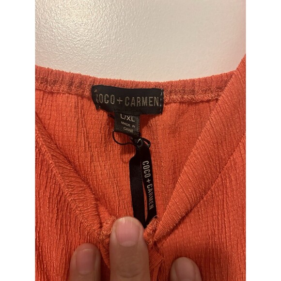 NEW Coral Orange Button Down Spaghetti Strap Tiered Ruffle Maxi Dress Size L XL - Picture 2 of 5